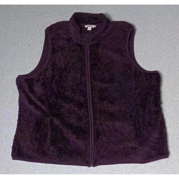 croft & barrow Jackets & Blazers - Croft And Barrow Faux Fur Zip Up Vest Womens Size XXL Purple Soft Sleeveless...